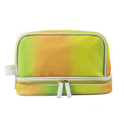 High Quality Double Layer Travel Toiletry Bag for Women Shaving Kit Organizer PU Leather Toiletry Bags