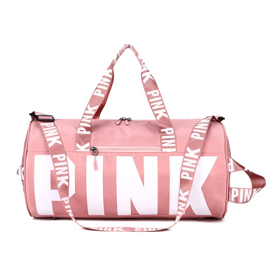 Fashion duffel tote bag pink overnight travel duffel bag with shoe compartment