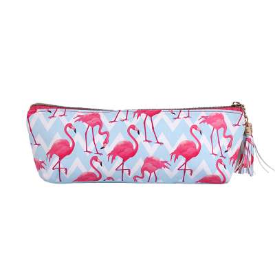 Flamingo Canvas Students Stationery Storage Pen Pencil Case Bag