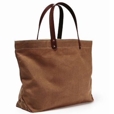 Homein High Quality Waxed Canvas Tote Bag Leather Handles