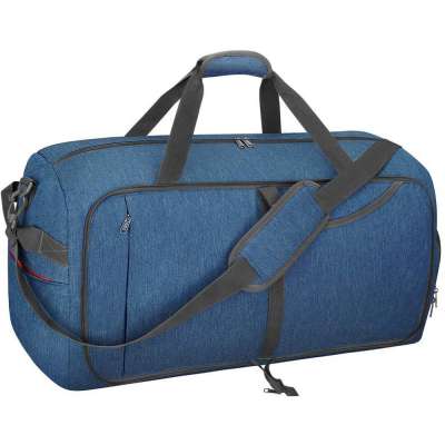 Travel Duffel Bag, Foldable Weekender Tote Best Gym Bags Shoes Compartment for Men Women Water-proof & Tear Resistant Logo